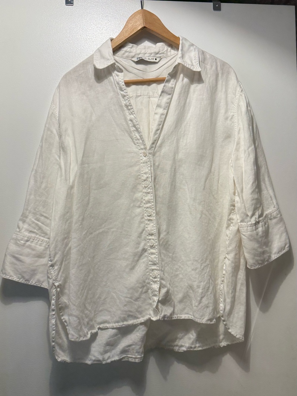 Zara 100% Linen Button-Up Shirt